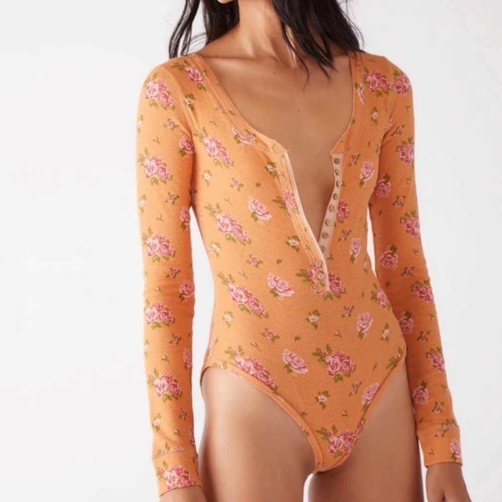 Free People Dylan Thermal Printed Bodysuit XS
